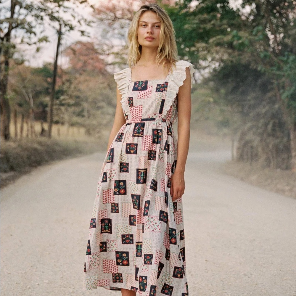 Christy Dawn Paz Multicolor Patchwork Midi Dress